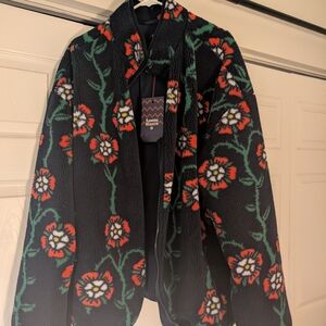 Rowing Blazers Black and Red Floral Teddy Jacket